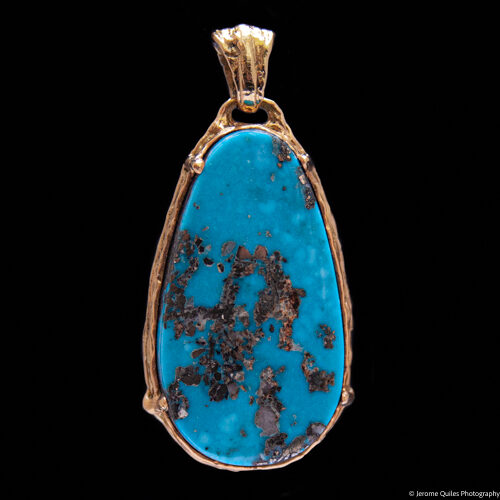 18K Gold Turquoise Pendant