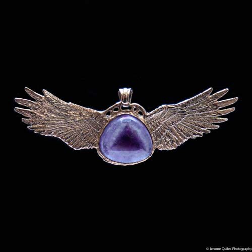 9K Gold Amethyst Angel Pendant