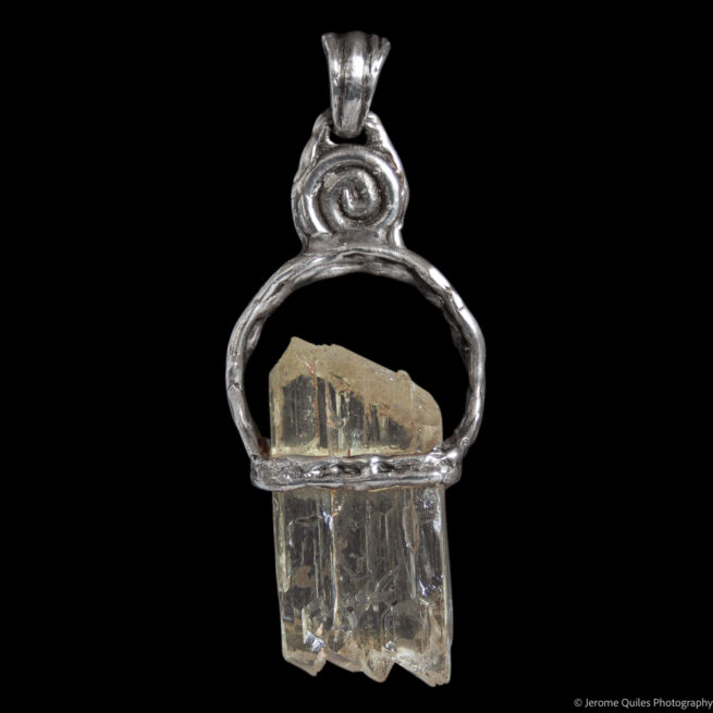 Yellow Hiddenite Silver Pendant - Image 3