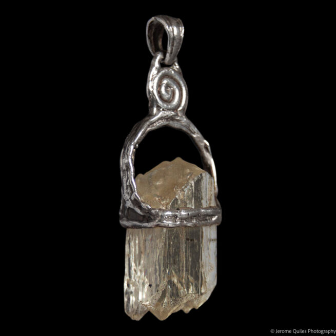 Yellow Hiddenite Silver Pendant - Image 2