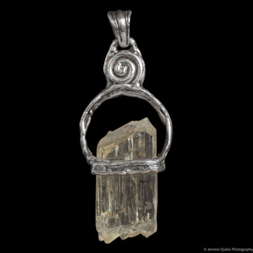 Yellow Hiddenite Silver Pendant