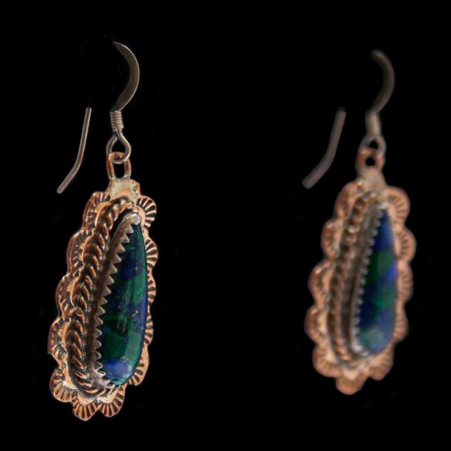 Boucles d'Oreilles Cuivre Azurite Malachite – Image 2