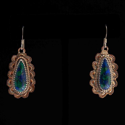 Azurite Malachite Copper Earrings