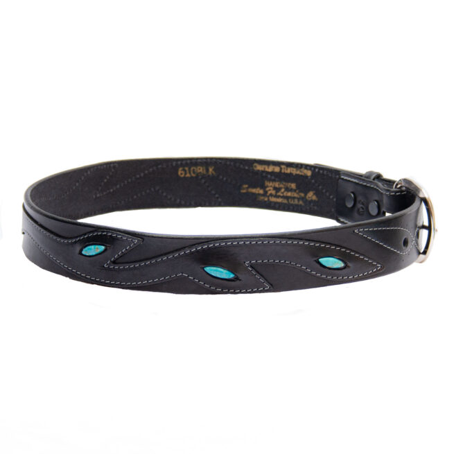 Ceinture Turquoise Cuir Noir