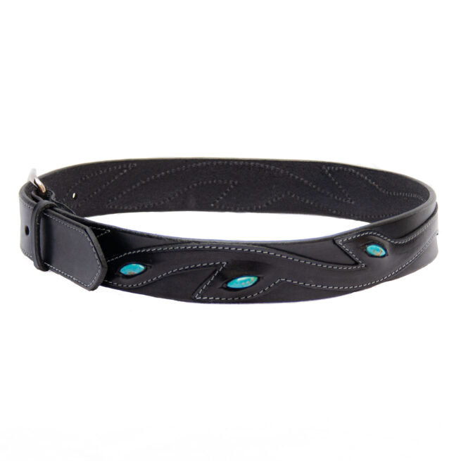 Ceinture Turquoise Cuir Noir – Image 4