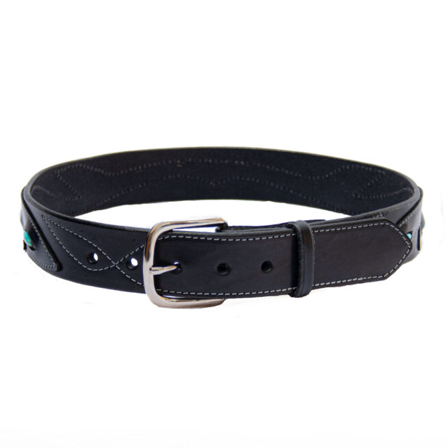 Ceinture Turquoise Cuir Noir