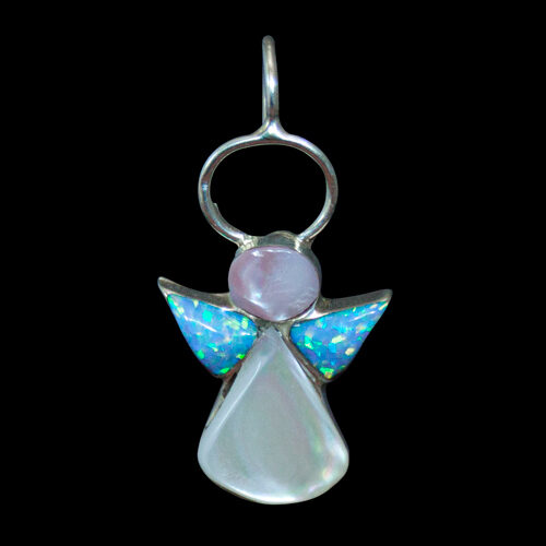 Pendentif Ange Opale Bleue