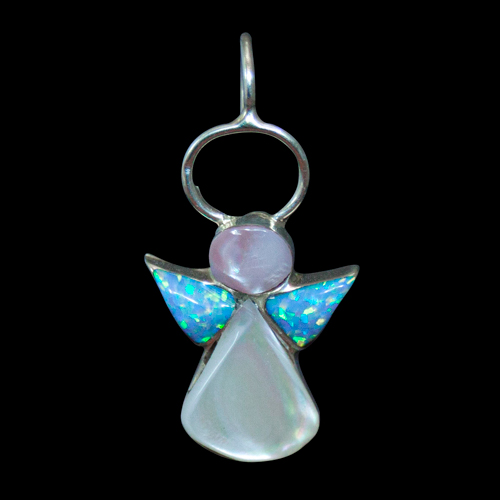 Blue Opal Angel Pendant