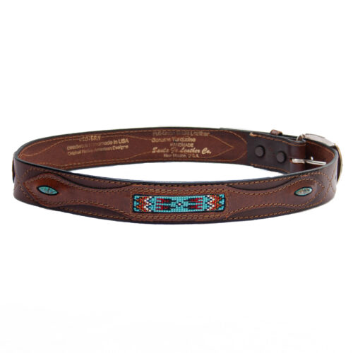 Ceinture Perlage Multicolore Cuir Marron