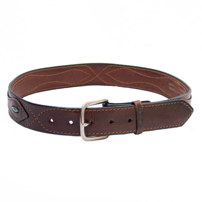 Ceinture Perlage Multicolore Cuir Marron