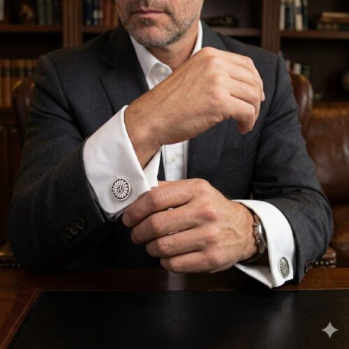Cyrus Josytewa Silver Sun Cufflinks