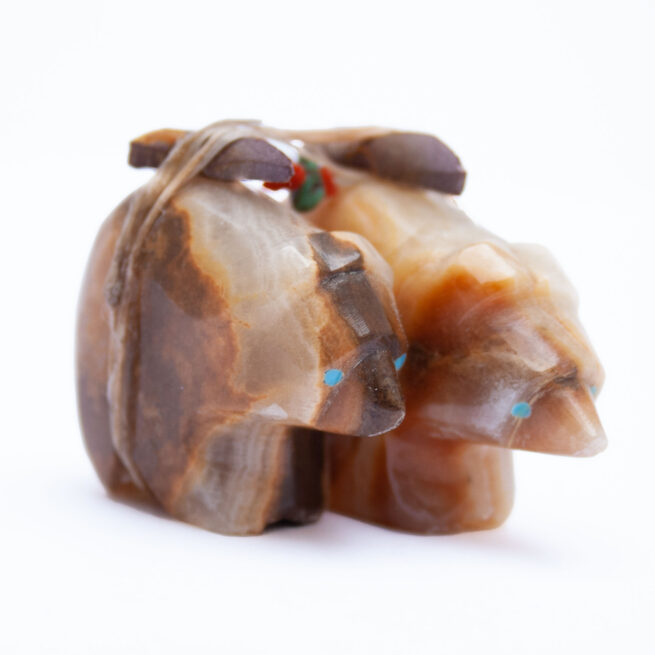 Emery Eriacho Double Bear Agate Carving