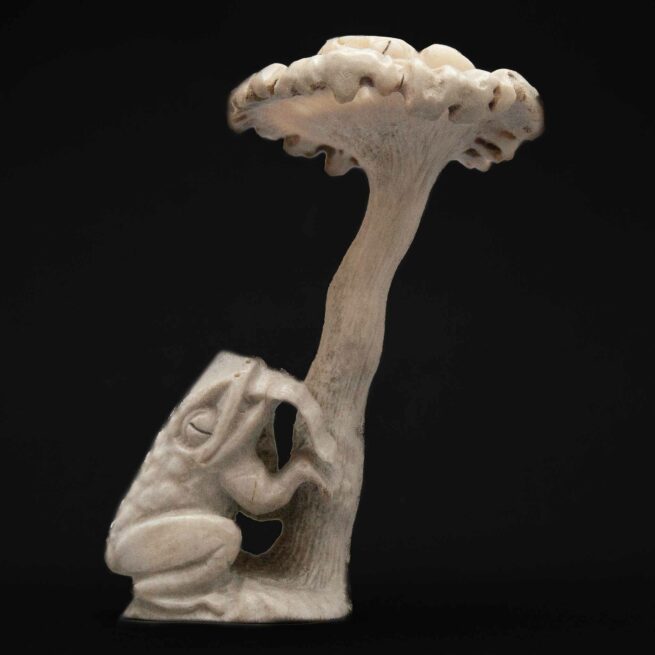 Esteban Najera Frogs Mushroom Zuni Carving