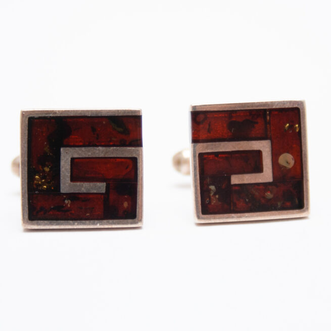 Amber Silver Cufflinks - Image 2