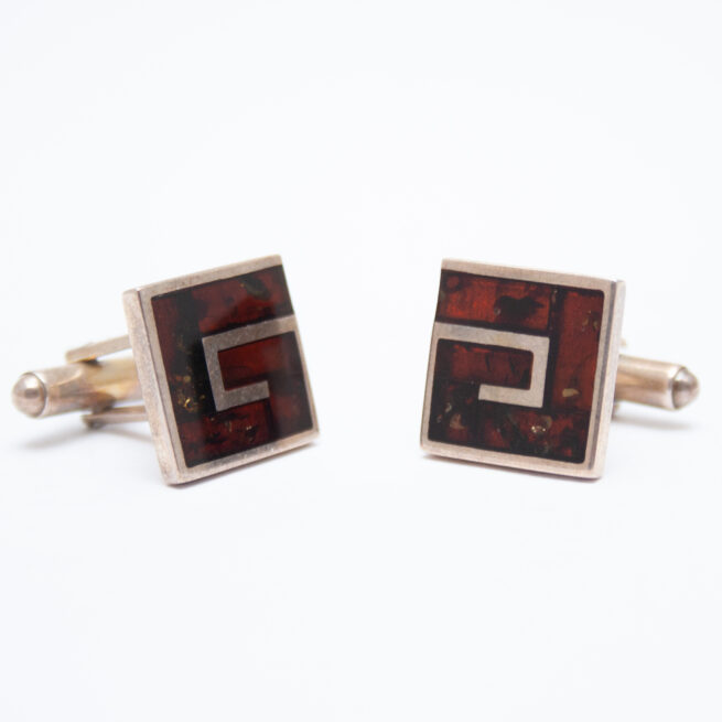 Amber Silver Cufflinks - Image 4