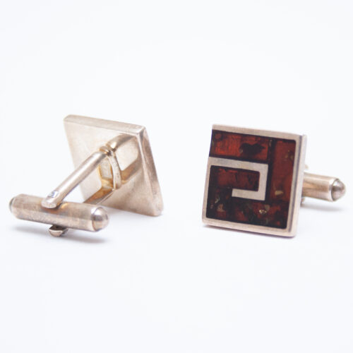 Amber Silver Cufflinks