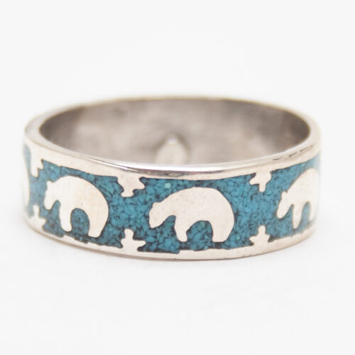 Silver Turquoise Bear Ring
