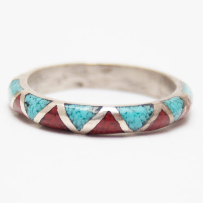 Slim Turquoise Coral Ring