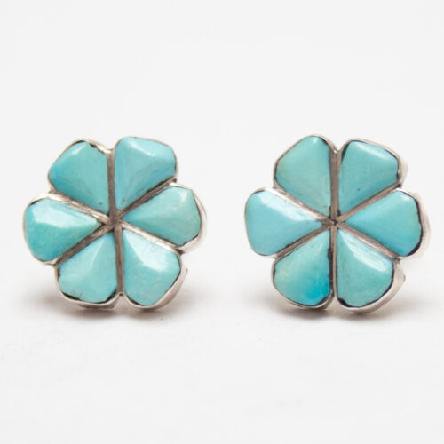 Petits Clous d'Oreilles Fleur Turquoise