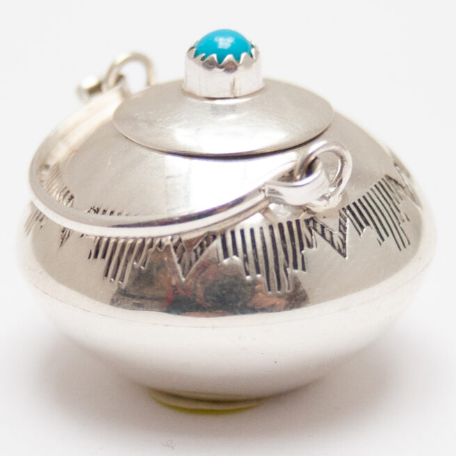 Miniature Silver Turquoise Pot