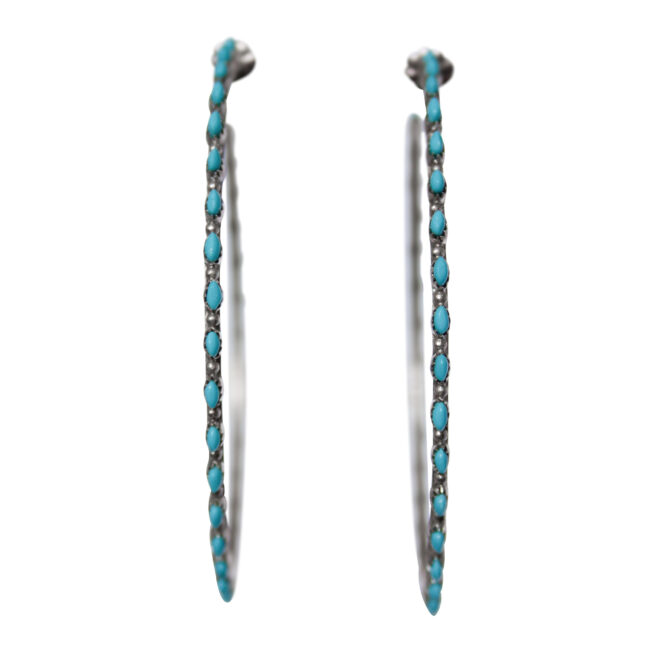 Grandes Boucles Créoles Turquoise Argent – Image 6