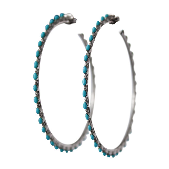 Grandes Boucles Créoles Turquoise Argent – Image 5