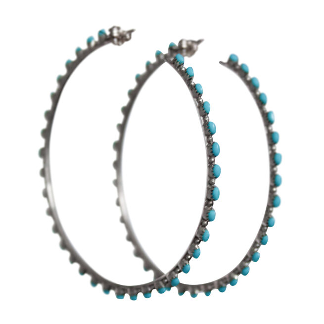 Grandes Boucles Créoles Turquoise Argent – Image 3