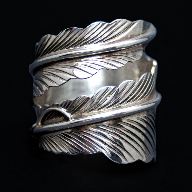 Bague Enroulée Large Plume Argent