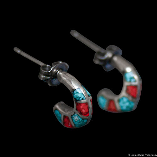 Tiny Turquoise Coral Hoops