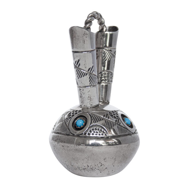 Vase Amérindien Miniature Argent Turquoise – Image 6