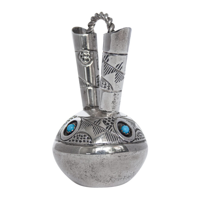 Vase Amérindien Miniature Argent Turquoise – Image 5