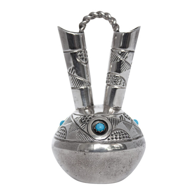 Vase Amérindien Miniature Argent Turquoise – Image 4