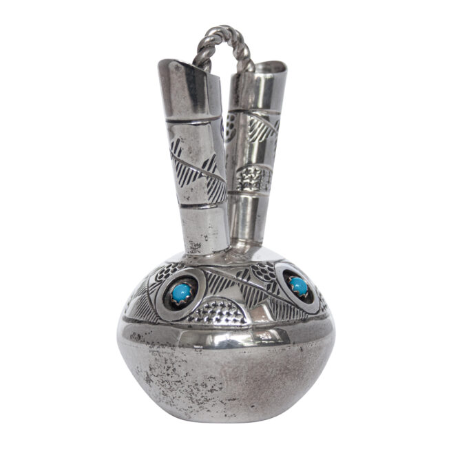 Vase Amérindien Miniature Argent Turquoise – Image 3