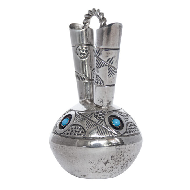 Vase Amérindien Miniature Argent Turquoise – Image 2