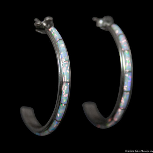 White Opal Hoops