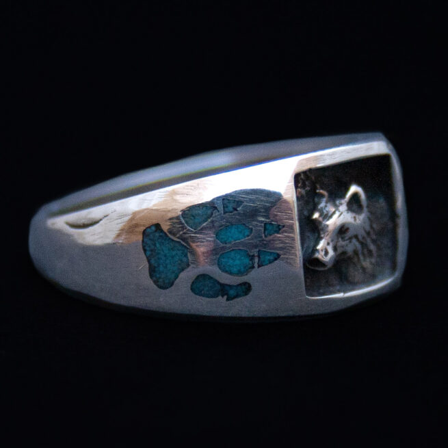 Wolf Turquoise Chip Ring