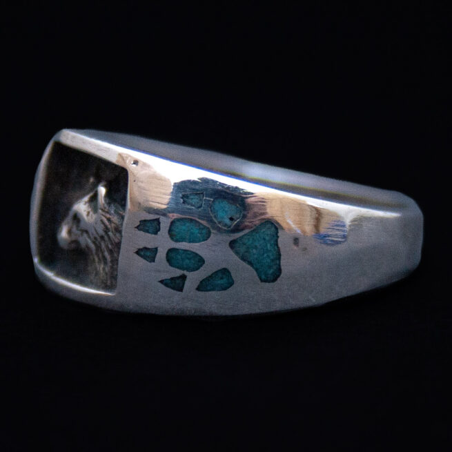 Bague Loup Argent Turquoise – Image 3