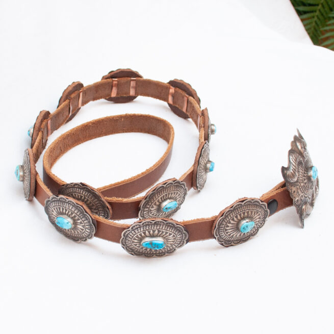Vintage D.M. Begay Turquoise Concho Belt - Image 4