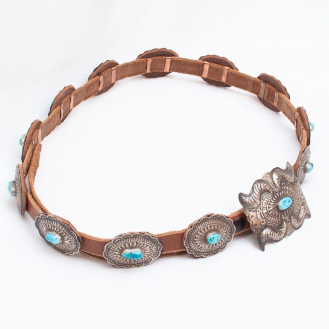 Vintage D.M. Begay Turquoise Concho Belt - Image 9