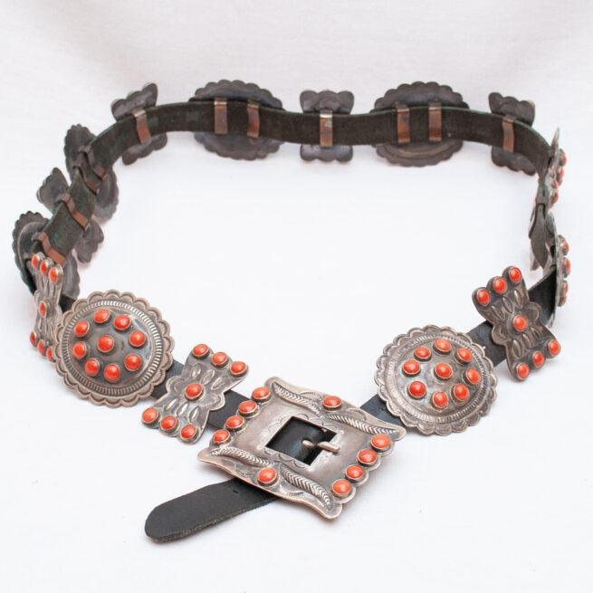 Vintage Kirk Smith Navajo Coral Belt - Image 2