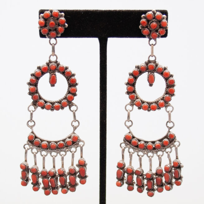 Boucles d'Oreilles Corail Rouge Longues