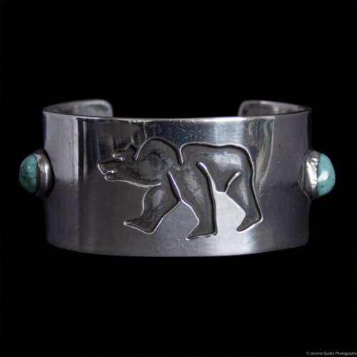 Sterling Silver Bear Turquoise Bracelet