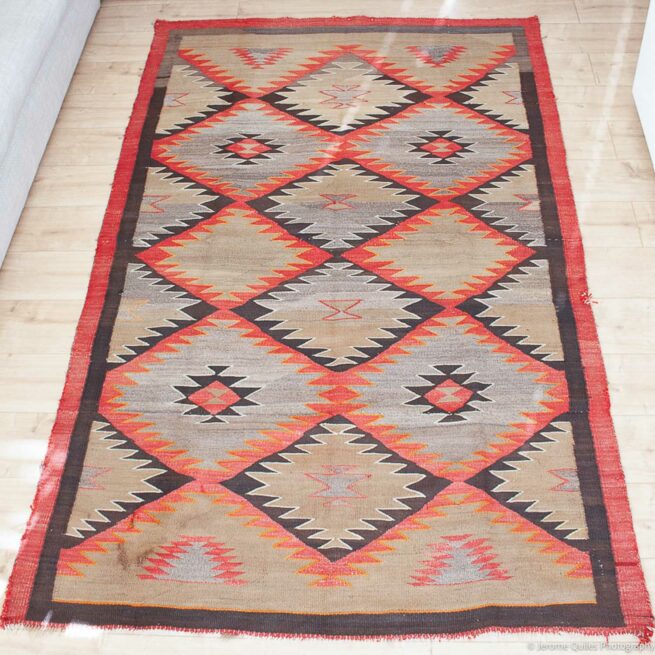 1890s Grey Brown Red Navajo Rug - Image 2