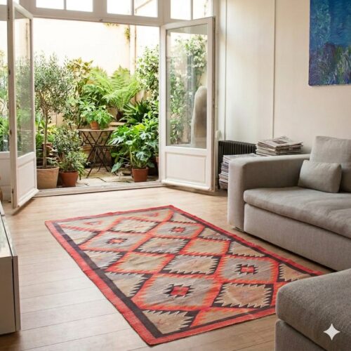 1890s Grey Brown Red Navajo Rug