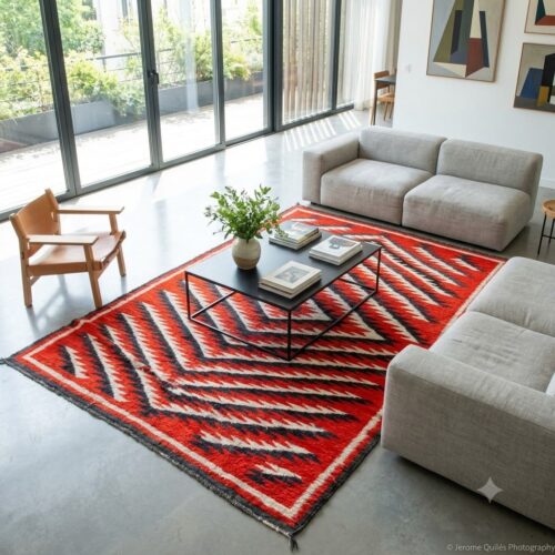 1890s Thick Red Floor Rug