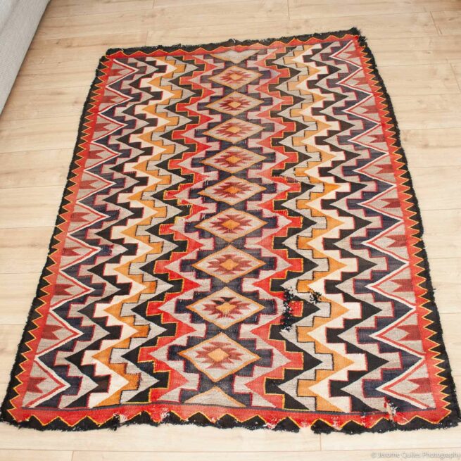 Tapis Navajo Antique Dessins Complexes Années 1900 – Image 3