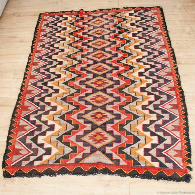 Tapis Navajo Antique Dessins Complexes Années 1900 – Image 4