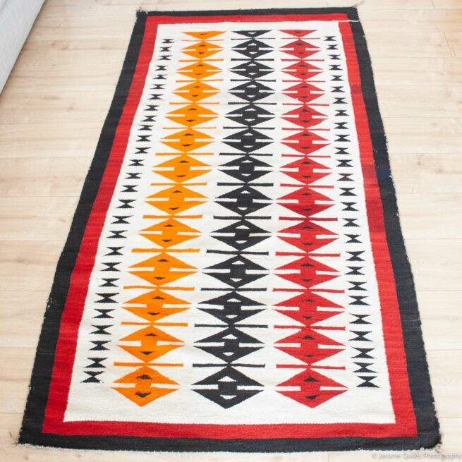 1910s Red Black Orange Runner - Image 3