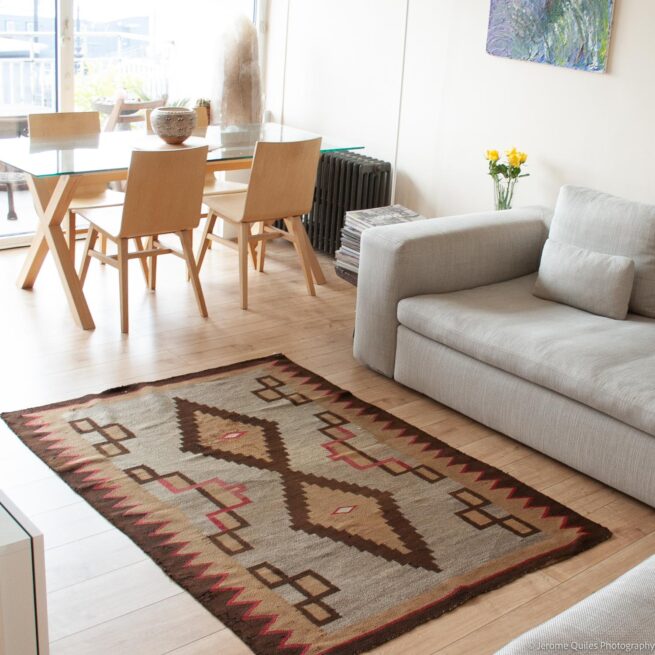 1920’s Vintage Grey Brown Navajo Rug