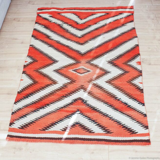 1930s Orange White Navajo Rug - Image 2